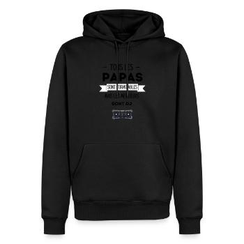 Papa dj - Sweat à capuche Premium bio Homme - noir - Devant - Nico (187cm)