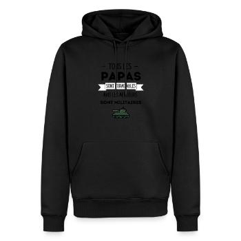 Papa militaires - Sweat à capuche Premium bio Homme - noir - Devant - Nico (187cm)