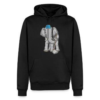 Nettoyant éléphant Vadrouille - Sweat à capuche Premium bio Homme - noir - Devant - Nico (187cm)