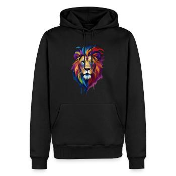 bunter Löwe - Männer Premium Bio Hoodie - Schwarz - Vorne - Nico (187cm)