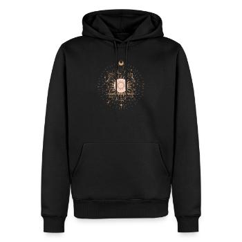 Sonnen-Mandala-Strahlen - Männer Premium Bio Hoodie - Schwarz - Vorne - Nico (187cm)