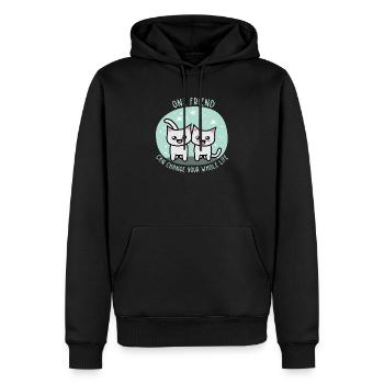 One friend can change your whole life - Männer Premium Bio Hoodie - Schwarz - Vorne - Nico (187cm)