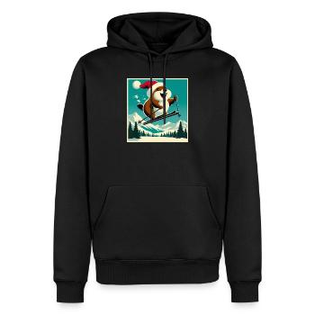 Marmotte Ski Affiche Vintage - Sweat à capuche Premium bio Homme - noir - Devant - Nico (187cm)