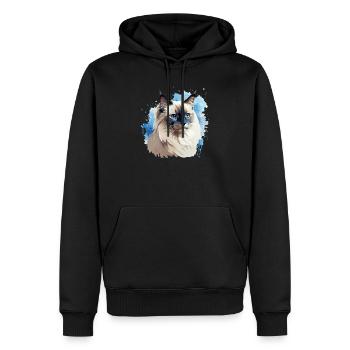 Katze Kopf Heilige Birma - Männer Premium Bio Hoodie - Schwarz - Vorne - Nico (187cm)