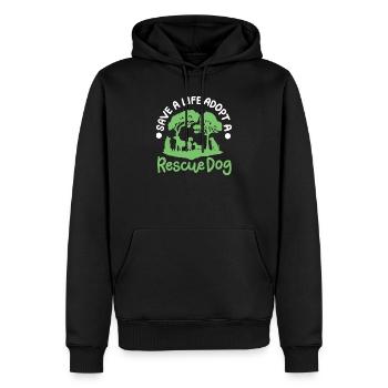 Hunderettung Hundeadoption - Männer Premium Bio Hoodie - Schwarz - Vorne - Nico (187cm)