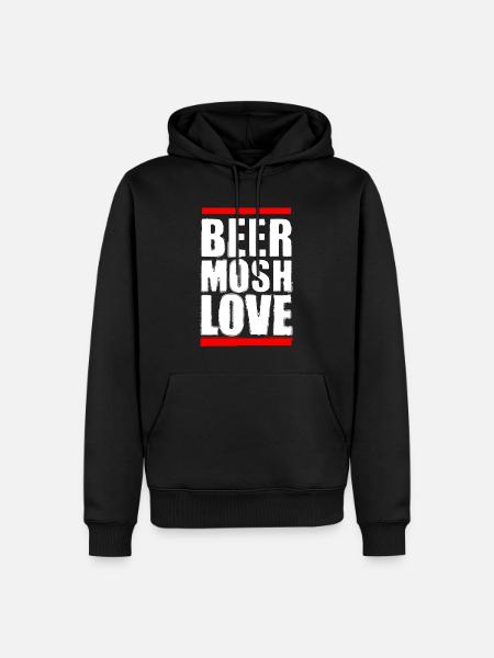 Bier Mosh Liebe Weißer Buchstabe - Männer Premium Bio Hoodie - Schwarz