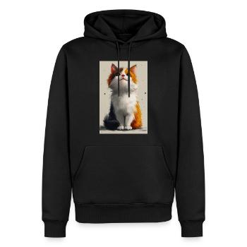 Niedliche Katze Illustration Poster - Männer Premium Bio Hoodie - Schwarz - Vorne - Nico (187cm)