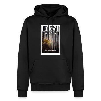 PERDU dans la forêt - Sweat à capuche Premium bio Homme - noir - Devant - Nico (187cm)