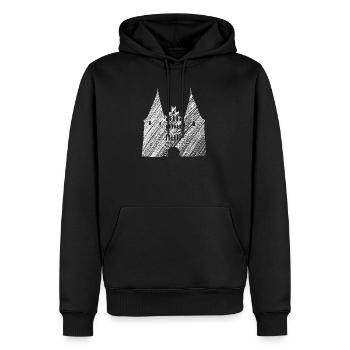 Wahrzeichen Lübeck: Holstentor Grafik Weiß - Männer Premium Bio Hoodie - Schwarz - Vorne - Nico (187cm)