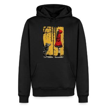 Le Petit Chaperon Rouge et le Loup - Sweat à capuche Premium bio Homme - noir - Devant - Nico (187cm)