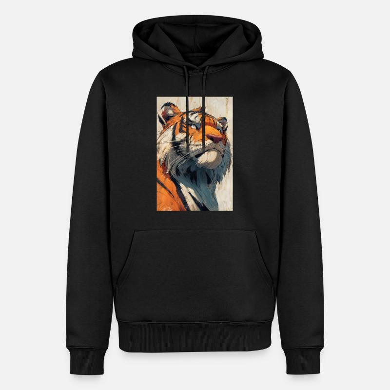 Illustration eines Tigers - Männer Premium Bio Hoodie - Schwarz