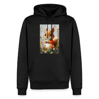 Illustration of a squirrel - Sweat à capuche Premium bio Homme - noir - Devant - Nico (187cm)