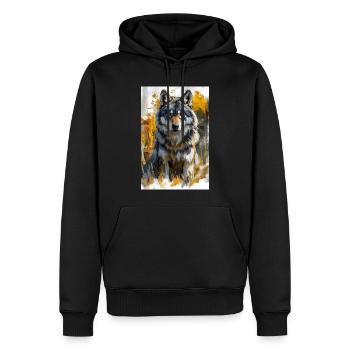 Illustration eines Wolfes - Männer Premium Bio Hoodie - Schwarz - Vorne - Nico (187cm)
