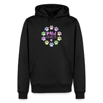 PAW LOVERS Rose Empreintes Pastel - Sweat à capuche Premium bio Homme - noir - Devant - Nico (187cm)