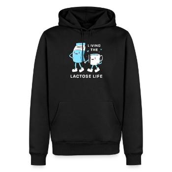 Flatulence au lactose au lait - Sweat à capuche Premium bio Homme - noir - Devant - Nico (187cm)