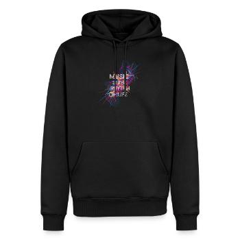 Music is the rhythm of life - Men’s Premium Organic Hoodie - black - Front - Nico (187cm)