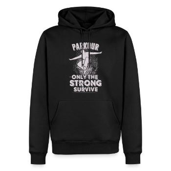 Parkour: Nur die Starken überleben - Männer Premium Bio Hoodie - Schwarz - Vorne - Nico (187cm)