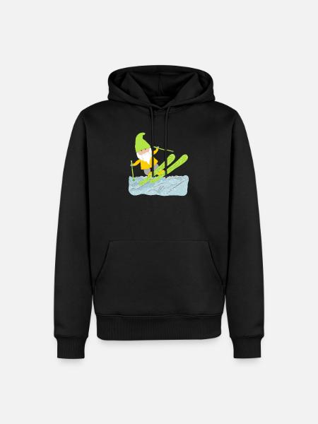 Ski nain, vieux lapin ski, jaune, vert - Sweat à capuche Premium bio Homme - noir