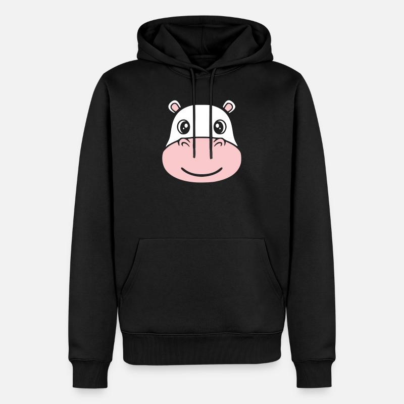 Nilpferd Kopf Gesicht Maske Lächeln - Männer Premium Bio Hoodie - Schwarz