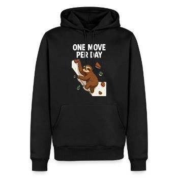 Faultier Bouldern: One Move Per Day Design - Männer Premium Bio Hoodie - Schwarz - Vorne - Nico (187cm)