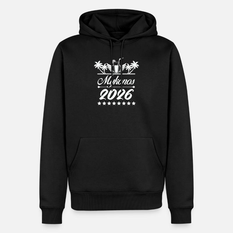 Logo plage Mykonos 2026 - Sweat à capuche Premium bio Homme - noir