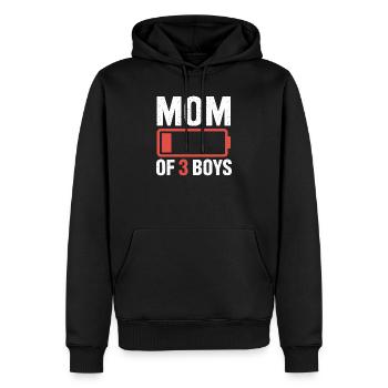 Mom of 3 Boys Battery Icon Tee - Men’s Premium Organic Hoodie - black - Front - Nico (187cm)