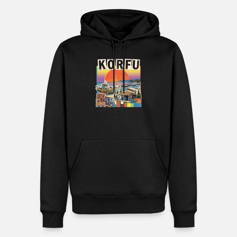 Corfou, Grèce - Sweat à capuche Premium bio Homme - noir