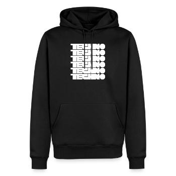 Techno Music Bold Abstract Geometry Logo - Männer Premium Bio Hoodie - Schwarz - Vorne - Nico (187cm)