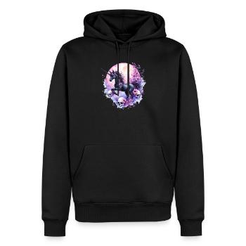 Lunar Unicorn with Skulls and Flowers - Men’s Premium Organic Hoodie - black - Front - Nico (187cm)