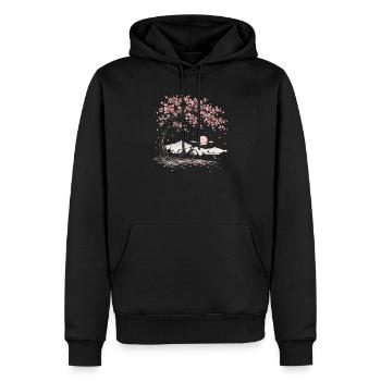 Kirschblüte Kirschbaum Fahrrad  - Männer Premium Bio Hoodie - Schwarz - Vorne - Nico (187cm)