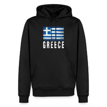 Pinselstrich Flagge Griechenland - Männer Premium Bio Hoodie - Schwarz - Vorne - Nico (187cm)