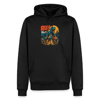Motivation à courir - Sweat à capuche Premium bio Homme - noir - Devant - Nico (187cm)