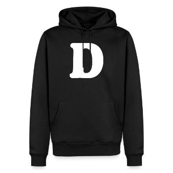 Impression de style grand D | Point D | D Logo - Sweat à capuche Premium bio Homme - noir - Devant - Nico (187cm)