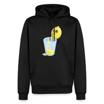 Zitrone macht Saft – Lustiger Cartoon - Männer Premium Bio Hoodie - Schwarz - Vorne - Nico (187cm)