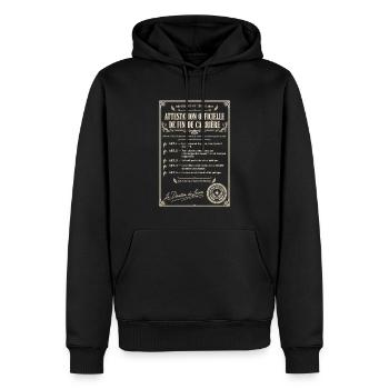 Attestation officielle de retraite - Sweat à capuche Premium bio Homme - noir - Devant - Nico (187cm)