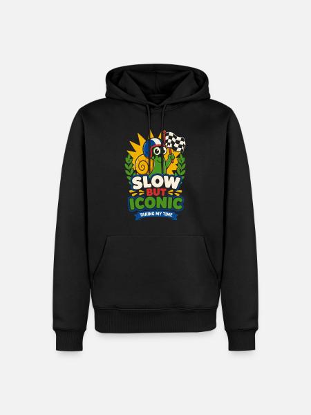 Slow but Iconic – Coole Rennschnecke - Männer Premium Bio Hoodie - Schwarz