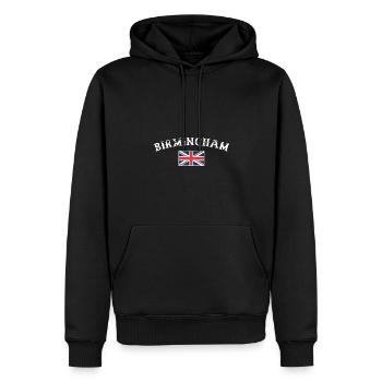 Birmingham Great Britain Vintage British Flag - Men’s Premium Organic Hoodie - black - Front - Nico (187cm)