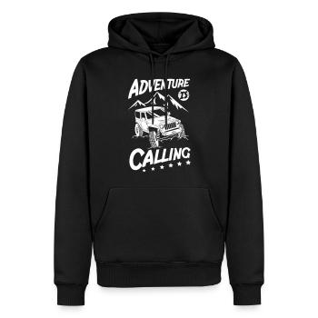 L’aventure appelle les Jeeps - Sweat à capuche Premium bio Homme - noir - Devant - Nico (187cm)