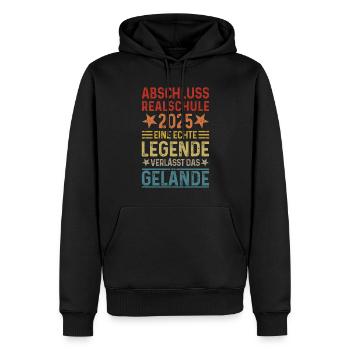 Abschluss Realschule 2025 Legende verlässt Gelände - Männer Premium Bio Hoodie - Schwarz - Vorne - Nico (187cm)