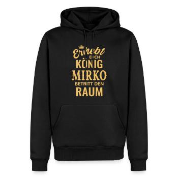 Name Mirko Geschenk Geburtstag lustig König - Männer Premium Bio Hoodie - Schwarz - Vorne - Nico (187cm)