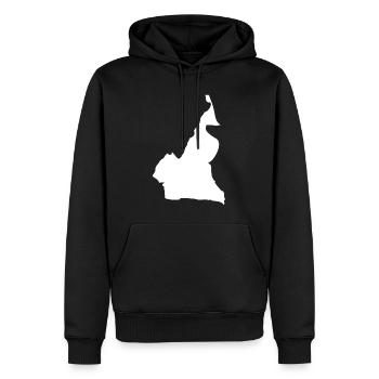 Drapeau de la carte du Cameroun - Sweat à capuche Premium bio Homme - noir - Devant - Nico (187cm)