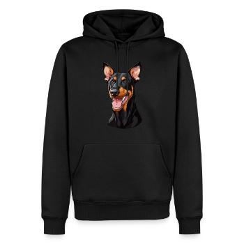 Geschenk für Dobermann Besitzer - Männer Premium Bio Hoodie - Schwarz - Vorne - Nico (187cm)