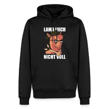 Lama mich nicht voll Lama Spruch Alpaka Sprüche - Männer Premium Bio Hoodie - Schwarz - Vorne - Nico (187cm)