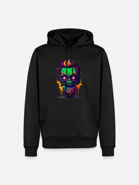 Bunter cooler Zombie - Männer Premium Bio Hoodie - Schwarz
