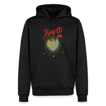 Konfetti im Herz, Fasching, Karneval, Verkleidung - Männer Premium Bio Hoodie - Schwarz - Vorne - Nico (187cm)
