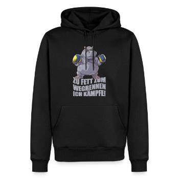 Zu fett zum wegrennen, ich kämpfe! - Männer Premium Bio Hoodie - Schwarz - Vorne - Nico (187cm)