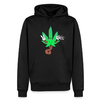 Der Bloom - Weed Cannabis Stoned Hanf Marihuana - Männer Premium Bio Hoodie - Schwarz - Vorne - Nico (187cm)