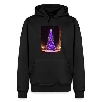 Sapin de Noël violet - Sweat à capuche Premium bio Homme - noir - Devant - Nico (187cm)