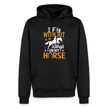 Je vole sans ailes sur mon cheval - tonneau - Sweat à capuche Premium bio Homme - noir - Devant - Nico (187cm)