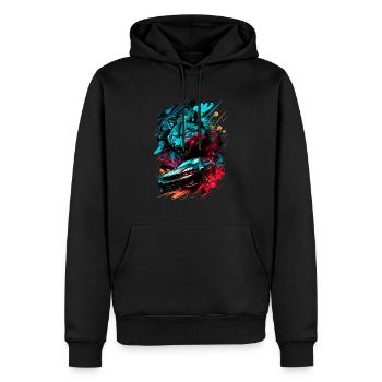 Grand méchant loup et voiture de sport bm - Sweat à capuche Premium bio Homme - noir - Devant - Nico (187cm)